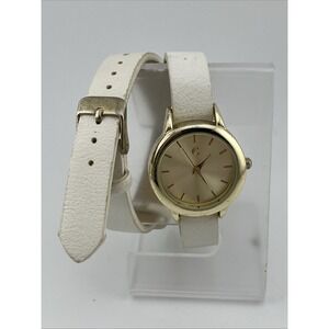 Charming Charlie Watch Women 28mm Case White Faux Leather Wrap Band- New Battery